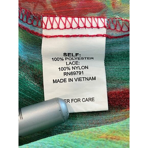 Figueroa & Flower sheer  floral and lace blouse SM - Picture 7 of 11